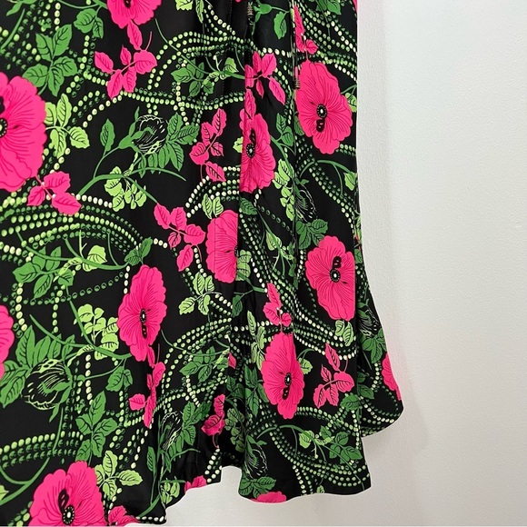 Maeve Anthropologie Satin Feel Sleeveless Ruched Floral Midi Dress Size 4 - Picture 8 of 15